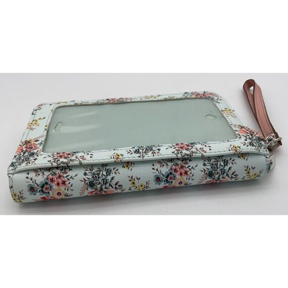Wild Fable Lt Mint Floral Faux Leather Wristlet Wallet Phone Holder Zipper NWOT - Picture 2 of 6